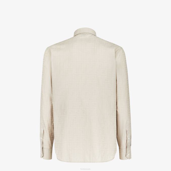 Men Cotton And Viscose Shirt Beige Fendi Apparel 6RHH1933