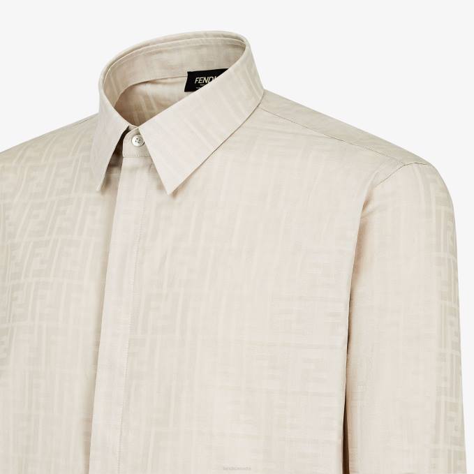 Men Cotton And Viscose Shirt Beige Fendi Apparel 6RHH1933