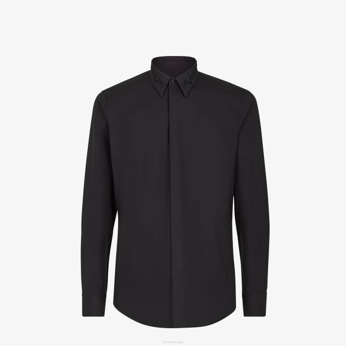 Men Cotton Shirt Black Fendi Apparel 6RHH2083