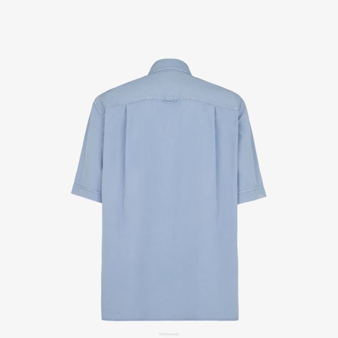 Men Cotton Shirt Light blue Fendi Apparel 6RHH1910