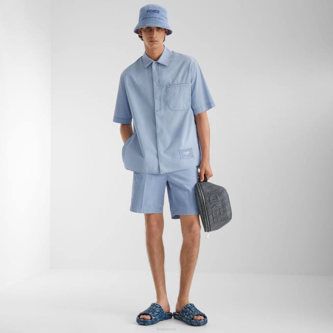Men Cotton Shirt Light blue Fendi Apparel 6RHH1910