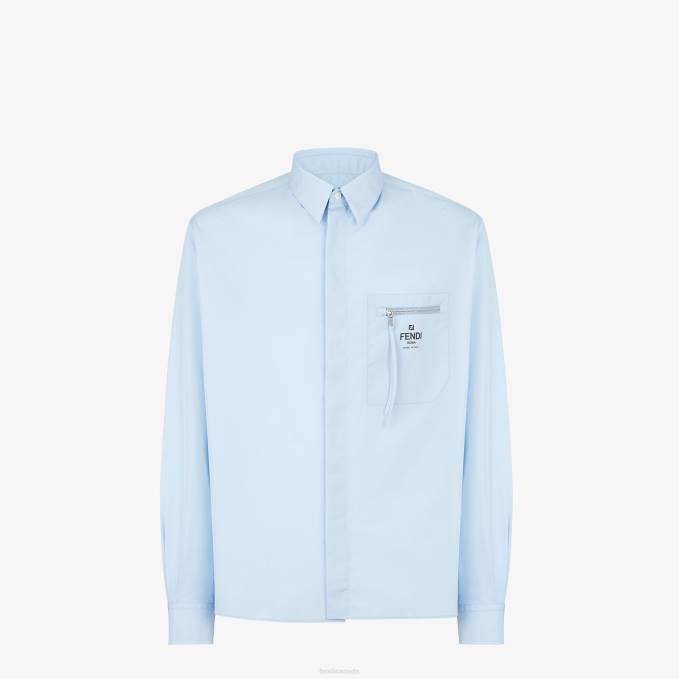 Men Cotton Shirt Light blue Fendi Apparel 6RHH2060