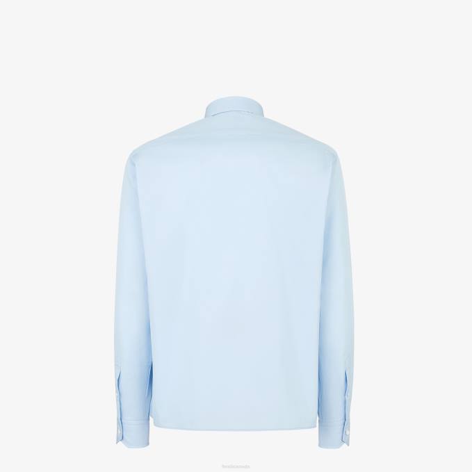 Men Cotton Shirt Light blue Fendi Apparel 6RHH2060