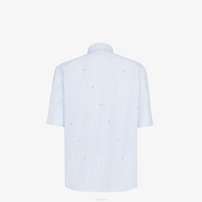 Men Cotton Shirt Light blue Fendi Apparel 6RHH2070