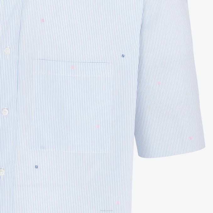 Men Cotton Shirt Light blue Fendi Apparel 6RHH2070