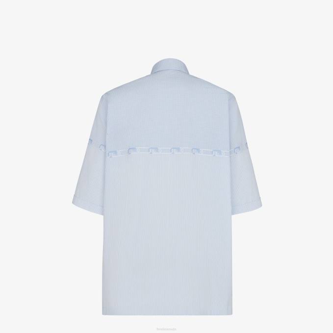 Men Cotton Shirt Light blue Fendi Apparel 6RHH2184
