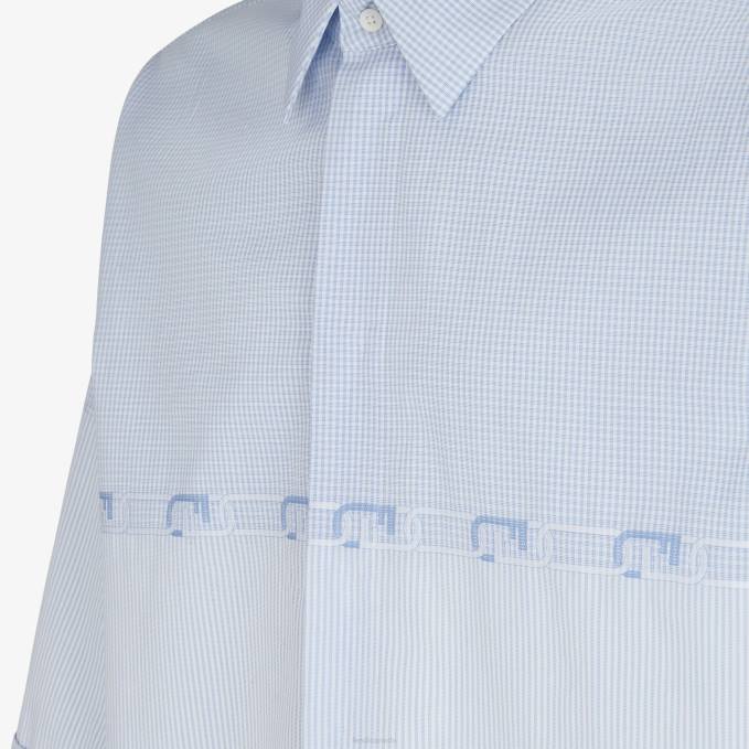Men Cotton Shirt Light blue Fendi Apparel 6RHH2184