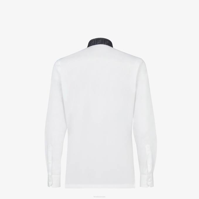 Men Cotton Shirt White Fendi Apparel 6RHH1937