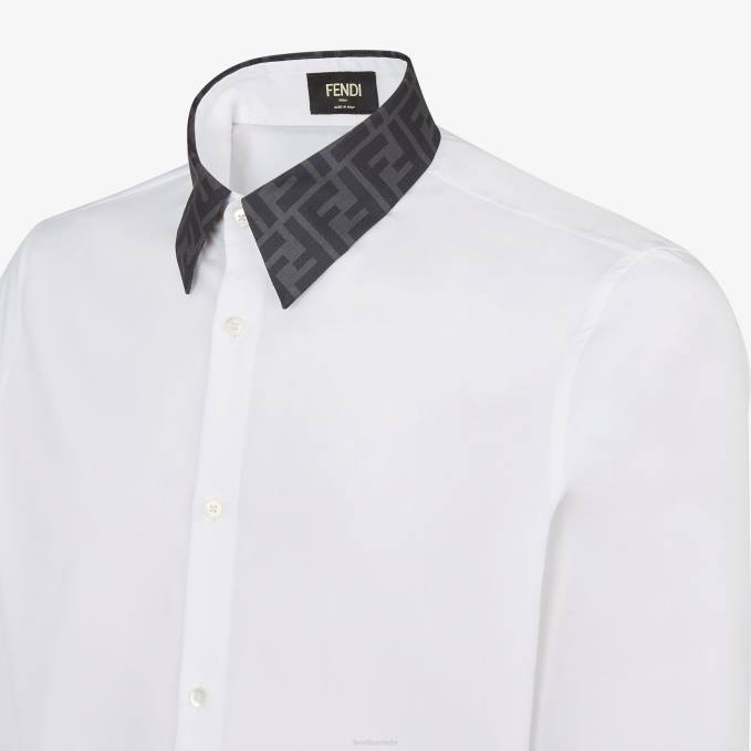 Men Cotton Shirt White Fendi Apparel 6RHH1937