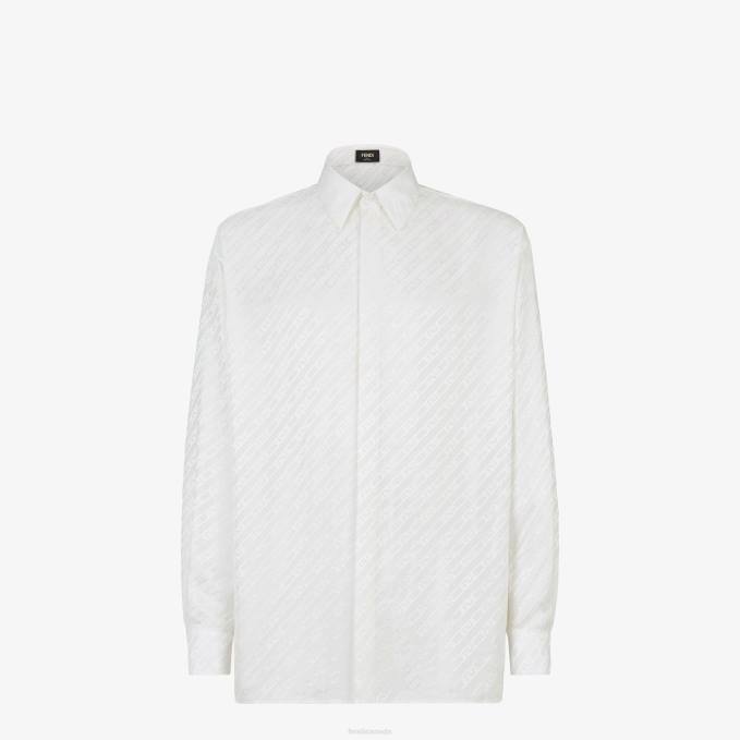 Men Cotton Shirt White Fendi Apparel 6RHH2111