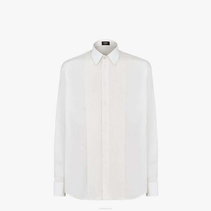 Men Cotton Shirt White Fendi Apparel 6RHH2127