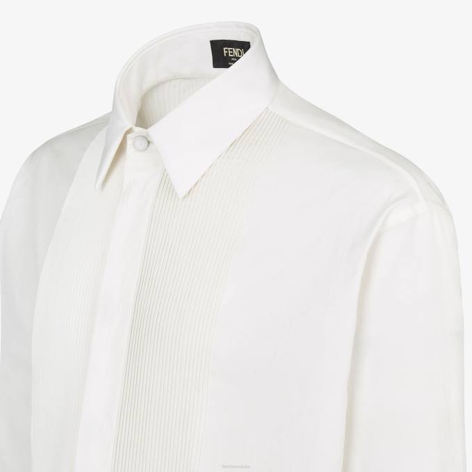 Men Cotton Shirt White Fendi Apparel 6RHH2127