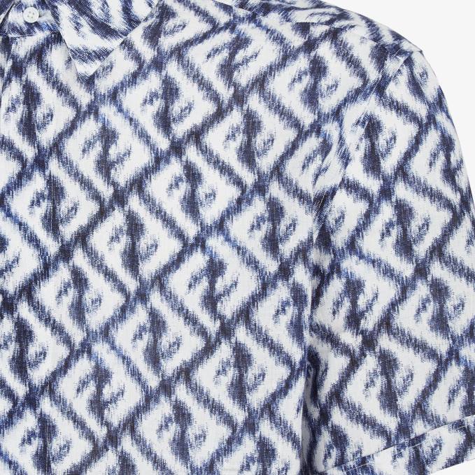 Men Linen Shirt Blue Fendi Apparel 6RHH2009