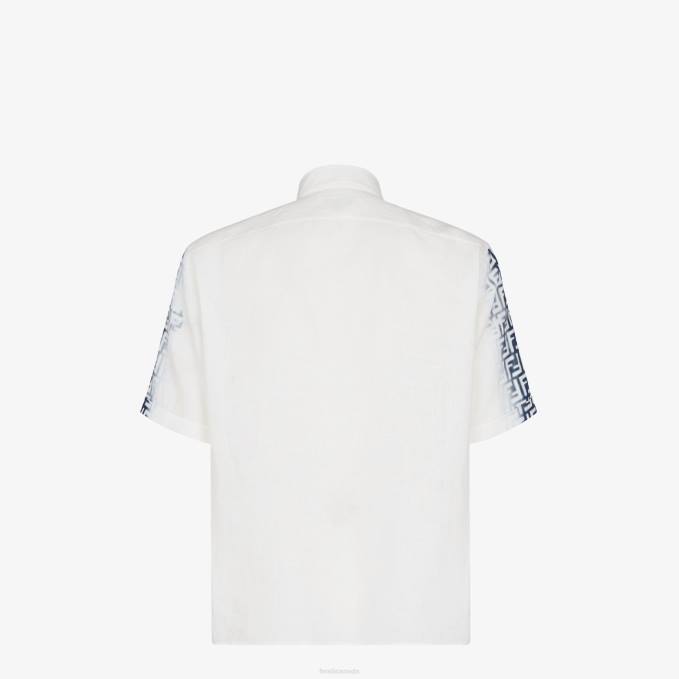 Men Linen Shirt White Fendi Apparel 6RHH2024