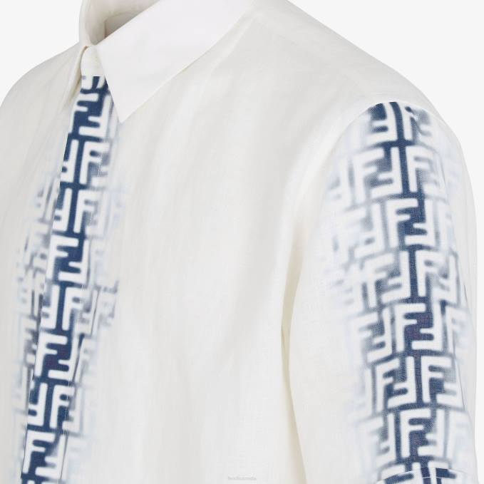 Men Linen Shirt White Fendi Apparel 6RHH2024