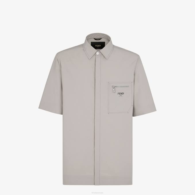 Men Nylon Shirt Gray Fendi Apparel 6RHH1926