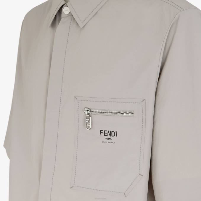 Men Nylon Shirt Gray Fendi Apparel 6RHH1926