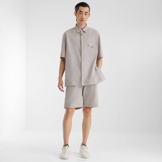 Men Nylon Shirt Gray Fendi Apparel 6RHH1926
