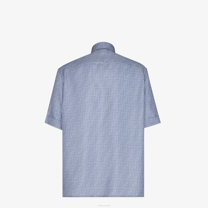 Men Silk Shirt Light blue Fendi Apparel 6RHH1948