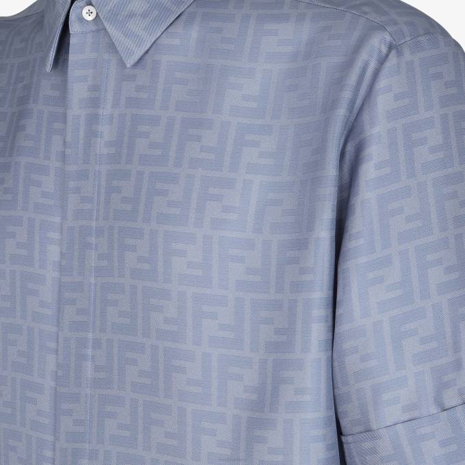Men Silk Shirt Light blue Fendi Apparel 6RHH1948