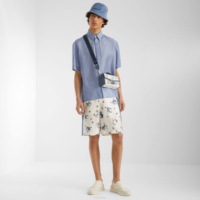 Men Silk Shirt Light blue Fendi Apparel 6RHH1948