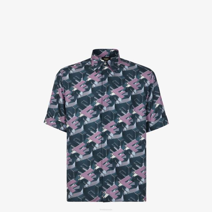 Men Silk Shirt Multicolor Fendi Apparel 6RHH1912