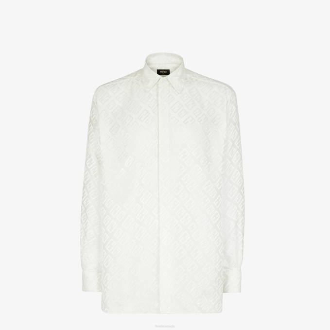 Men Silk Shirt White Fendi Apparel 6RHH2087