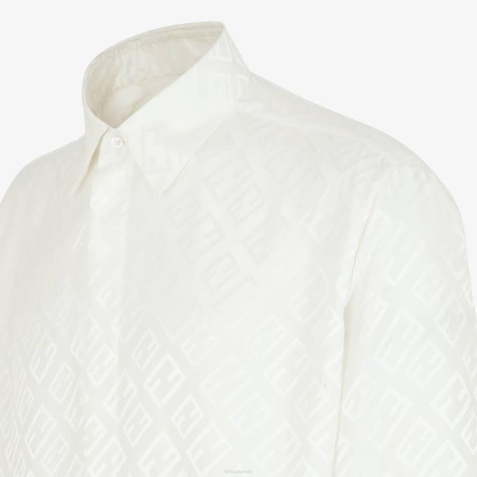 Men Silk Shirt White Fendi Apparel 6RHH2087