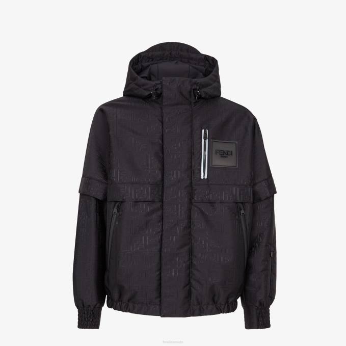 Men Tech Fabric Down Jacket Black Fendi Apparel 6RHH2101