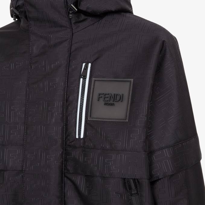 Men Tech Fabric Down Jacket Black Fendi Apparel 6RHH2101