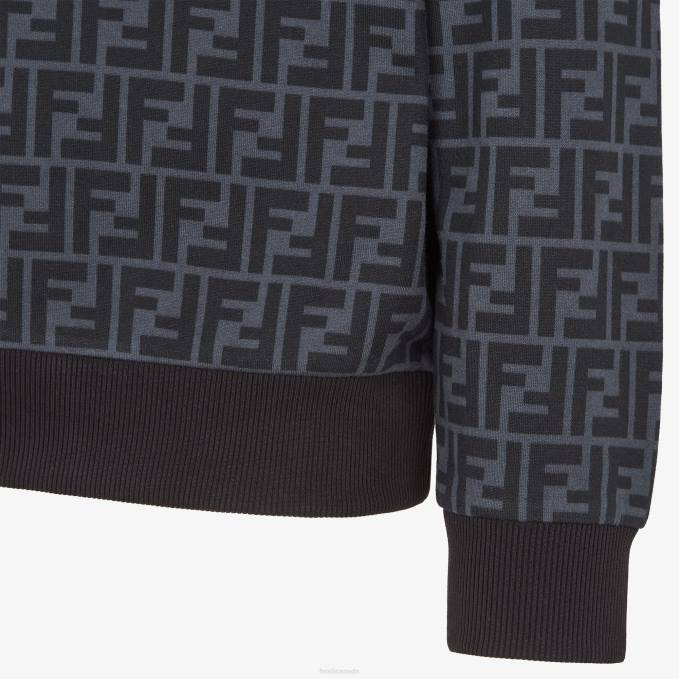 Men Cotton Sweatshirt Black Fendi Apparel 6RHH2196