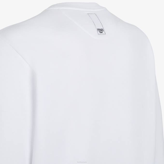 Men Cotton Sweatshirt White Fendi Apparel 6RHH2142