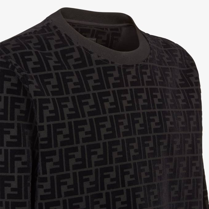 Men Pique Sweatshirt Black Fendi Apparel 6RHH1996