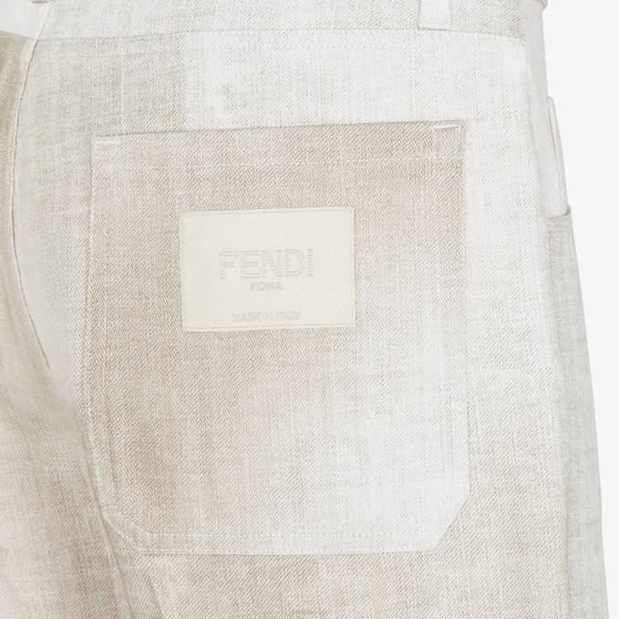 Men Bermudas Denim Pants Beige Fendi Apparel 6RHH2002
