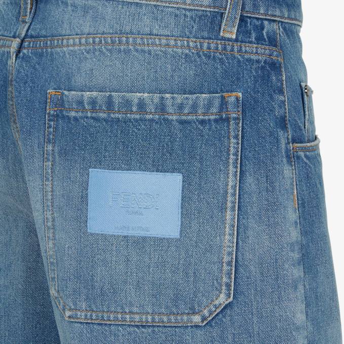 Men Bermudas Denim Pants Blue Fendi Apparel 6RHH2022