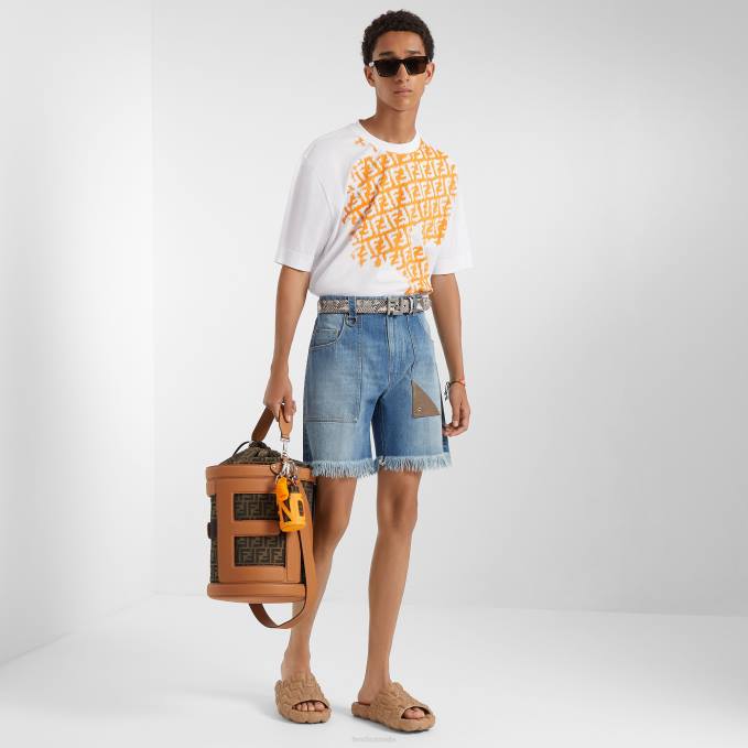 Men Bermudas Denim Pants Blue Fendi Apparel 6RHH2022