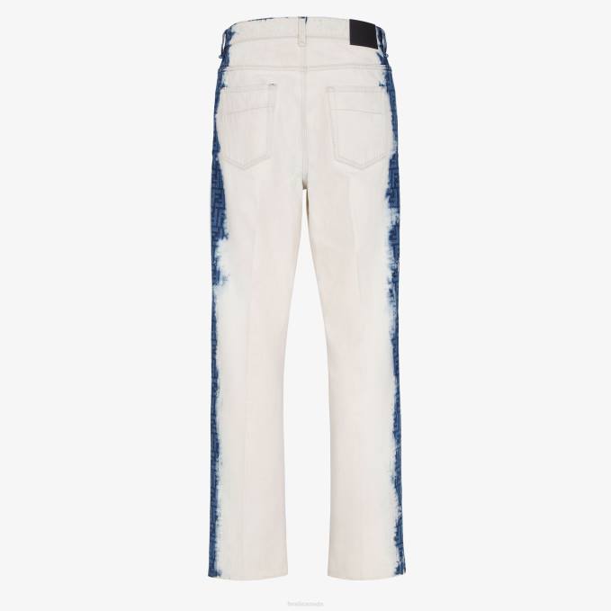 Men Bleached Denim Jeans Blue Fendi Apparel 6RHH2025