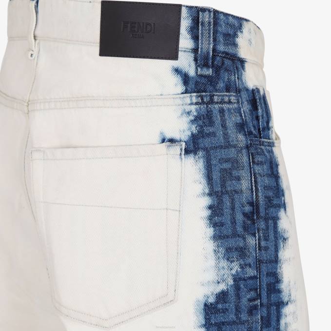 Men Bleached Denim Jeans Blue Fendi Apparel 6RHH2025