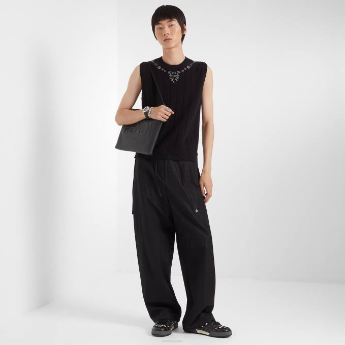 Men Cotton Pants Black Fendi Apparel 6RHH2050