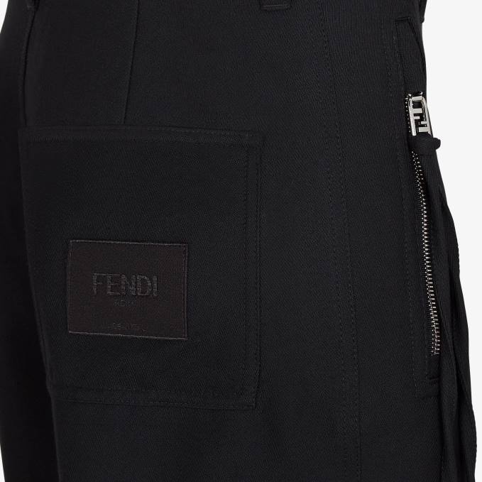 Men Cotton Pants Black Fendi Apparel 6RHH2055