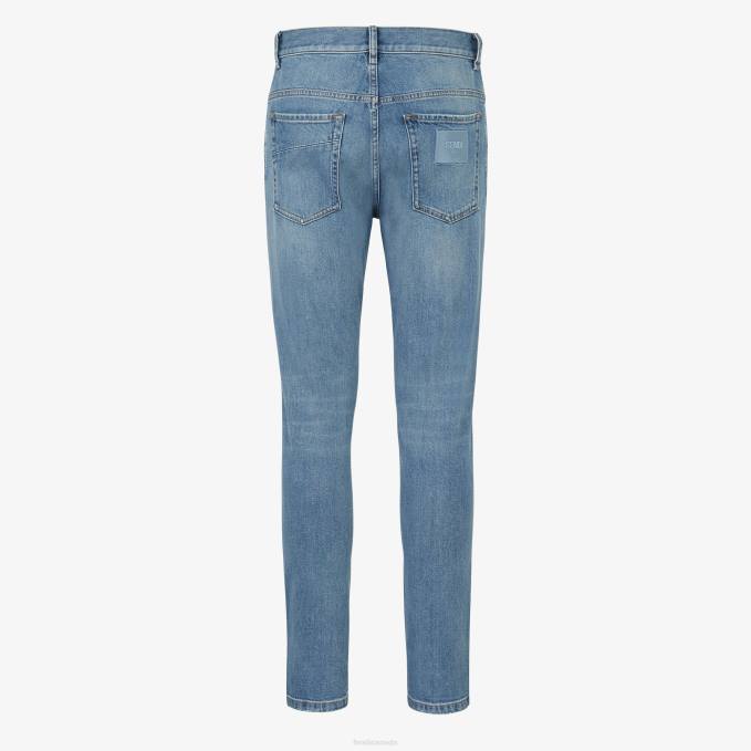 Men Denim Jeans Blue Fendi Apparel 6RHH2079