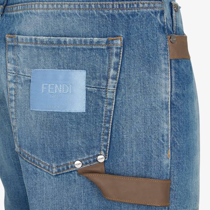 Men Denim Pants Blue Fendi Apparel 6RHH2021