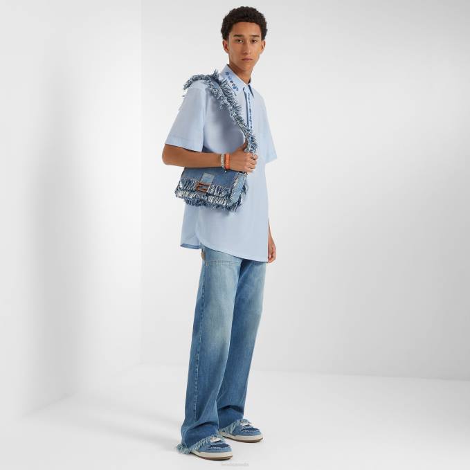 Men Denim Pants Blue Fendi Apparel 6RHH2021