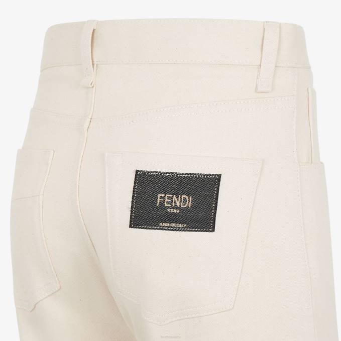 Men Denim Pants White Fendi Apparel 6RHH2120