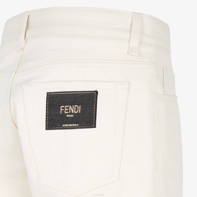Men Denim Pants White Fendi Apparel 6RHH2135