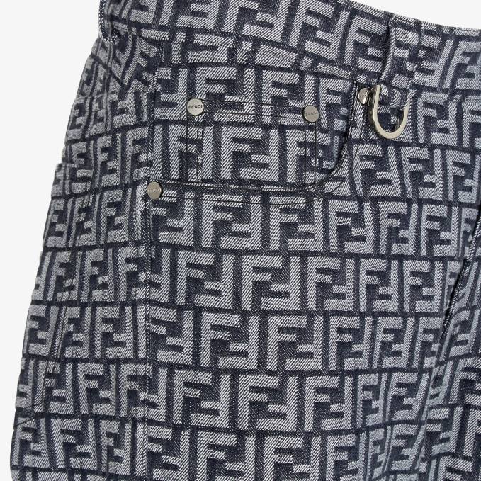 Men FF Denim Pants Blue Fendi Apparel 6RHH2040