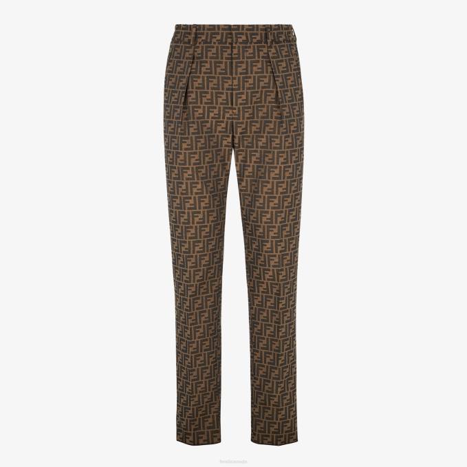 Men Fabric Pants Brown Fendi Apparel 6RHH2063