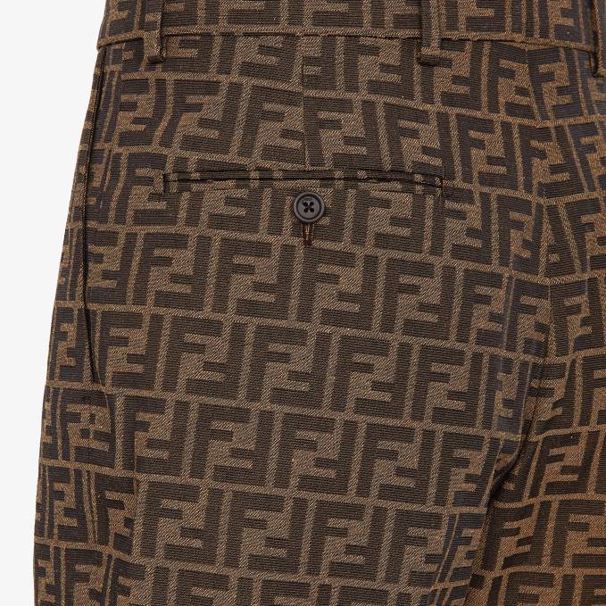 Men Fabric Pants Brown Fendi Apparel 6RHH2118