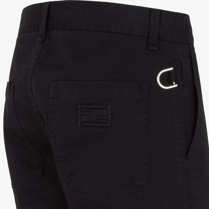 Men Gabardine Pants Black Fendi Apparel 6RHH2089