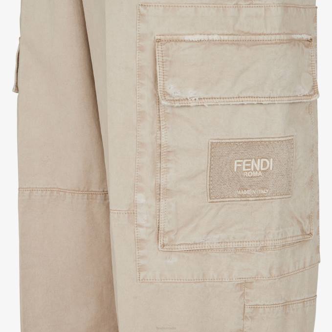 Men Gabardine Trousers Beige Fendi Apparel 6RHH1931